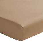 Drap housse en percale de coton beige 180x220 Drap housse en percale de coton beige 180x220