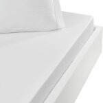 Drap housse en percale de coton blanc 90x200 cm