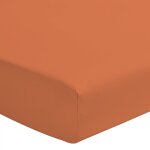 Drap housse percale de coton - bonnet 30cm - orange - 140x190 cm