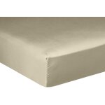 Drap housse en satin de coton beige 140x190 cm