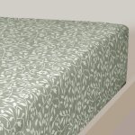 Drap housse satin de coton bonnet 30 cm sauge 140x190 cm