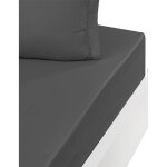 Drap housse satin de coton bonnet 40 cm anthracite 140x190 cm