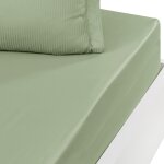 Drap housse satin de coton bonnet 40 cm sauge 80x200 cm