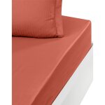 Drap housse satin de coton bonnet 40 cm terracota 160x200 cm Drap housse satin de coton bonnet 40 cm terracota 160x200 cm
