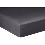 Drap housse en satin de coton gris fonce 140x190 cm