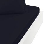 Drap housse satin coton - tencel 200f bonnet 30 cm bleu nuit 140x190 cm