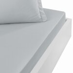 Drap housse satin coton - tencel 200f bonnet 30 cm gris perle 140x190 cm