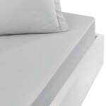 Drap housse satin coton - tencel 200f bonnet 40 cm gris perle 140x190 cm Drap housse satin coton - tencel 200f bonnet 40 cm gris perle 140x190 cm