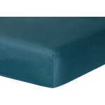 Drap housse satin de coton vert canard 160x200x30