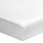 Drap housse uni en percale de coton blanc 160x200