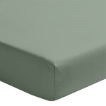 Drap housse uni en percale de coton vert sauge 2x70x190