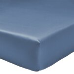 Drap housse uni en satin de coton bleu marine 160x200 Drap housse uni en satin de coton bleu marine 160x200