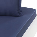 Drap housse uni en satin de coton marine 140x190 cm