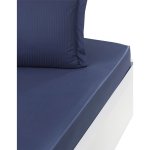 Drap housse uni en satin de coton marine 160x200 cm Drap housse uni en satin de coton marine 160x200 cm