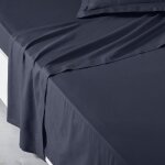 Drap plat pour lit 2 personnes uni 180x290 cm bleu marine