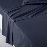 Drap plat pour lit 2 personnes uni 240x300 cm bleu marine