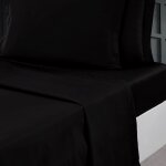 Drap plat en percale de coton noir 240x300 cm