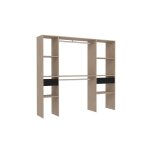 Dressing bois avec 2 penderies, 6 tagres et 2 tiroirs