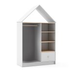 Dressing cabane enfant mdf et pin coloris blanc et naturel