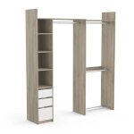 Dressing extensible d'angle effet bois clair et blanc Dressing extensible d'angle effet bois clair et blanc