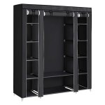 Dressing tissus 12 niveaux et penderie - l150 x h175 cm - noir