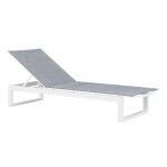 Duo bain de soleil en aluminium blanc et textilène gris Duo bain de soleil en aluminium blanc et textilène gris