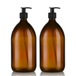 Duo distributeurs de savon noirs 1l verre ambr
