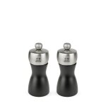 Duo de moulins à poivre et sel en bois noir et inox h12cm Duo de moulins à poivre et sel en bois noir et inox h12cm