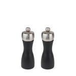 Duo de moulins à poivre et sel en bois noir et inox h15cm Duo de moulins à poivre et sel en bois noir et inox h15cm