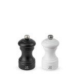 Duo moulins poivre et sel manuels en bois noir et blanc h10cm Duo moulins poivre et sel manuels en bois noir et blanc h10cm