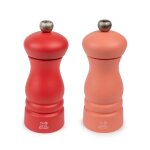 Duo de moulins  poivre et  sel rouge brique et rouge flamme 13 cm