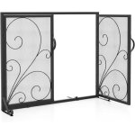cran de chemine protection noir 96x78x35cm