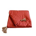 Edredon avec pompons jute coton terre cuite 190x90cm