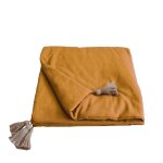 dredon pompons jute moutarde 90x190cm