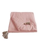 dredon pompons jute vieux rose 90x190cm