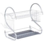 Égouttoir à vaisselle 2 étages plateau gris 45. 5x24. 5x37. 5cm Égouttoir à vaisselle 2 étages plateau gris 45. 5x24. 5x37. 5cm