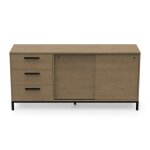 Enfilade 2 portes coulissantes et 3 tiroirs l181 cm - effet bois clair