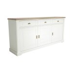 Enfilade 3 portes et trois tiroirs effet bois et blanc l200 cm