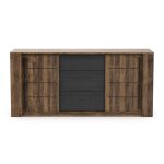 Enfilade 3 tiroirs et 2 portes coulisantes l206 cm - effet bois fonc