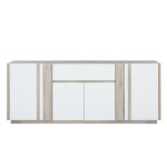 Enfilade chene clair 4 portes effet bois avec tiroir et led optionnels