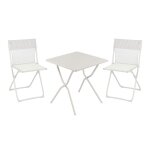 Ensemble 1 table, 2 chaises pliantes ultra - compactes en acier beige Ensemble 1 table, 2 chaises pliantes ultra - compactes en acier beige