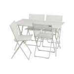 Ensemble 1 table, 4 chaises pliantes ultra - compactes en acier beige Ensemble 1 table, 4 chaises pliantes ultra - compactes en acier beige