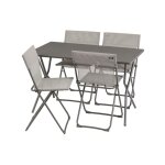 Ensemble 1 table, 4 chaises pliantes ultra - compactes en acier gris Ensemble 1 table, 4 chaises pliantes ultra - compactes en acier gris
