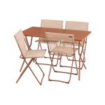 Ensemble 1 table, 4 chaises pliantes ultra - compactes en acier orange