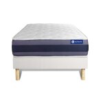 Ensemble 120x190 matelas latex et m�moire de forme sommier kit blanc