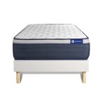 Ensemble 120x190 matelas latex et m�moire de forme sommier kit blanc