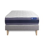 Ensemble 120x190 matelas latex et m�moire de forme sommier kit gris