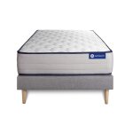 Ensemble 120x190 matelas latex et m�moire de forme sommier kit gris
