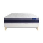 Ensemble 140x190 matelas latex et m�moire de forme sommier kit blanc