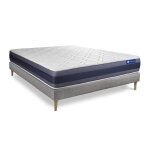 Ensemble 140x190 matelas latex et m�moire de forme sommier kit gris